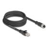 Delock M12 Kabel X-kodiert 8 Pin Buchse zu RJ45 Stecker Cat.5e S / FTP flexibel 3 m schwarz