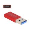 Delock - USB-Adapter - USB Typ A (M) zu USB-C (W) - USB 3.2 Gen 2 - 5 V - 900 mA - bis zu 10 Gbps Datentransferrate - Rot