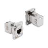 Delock - Modulare Eingabe - 90° abgewinkelt - an Schalttafel montierbar - CAT 6a - RJ-45 - Silber