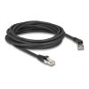 Delock - Patch-Kabel - RJ-45 (M) nach rechts abgewinkelt zu RJ-45 (M) gerade - 5 m - 6 mm - S / FTP - CAT 6a - halogenfrei, ohne Haken - Schwarz