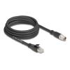 Delock M12 Kabel X-kodiert 8 Pin Stecker zu RJ45 Stecker Cat.5e S / FTP flexibel 3 m schwarz