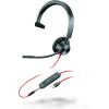 Poly Blackwire 3315-M - Blackwire 3300 series - Headset - On-Ear - kabelgebunden - aktive Rauschunterdrückung - 3,5 mm Stecker, USB-C - Schwarz - Zertifiziert für Microsoft Teams