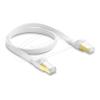 Delock - Patch-Kabel - RJ-45 (M) zu RJ-45 (M) - 50 cm - U / FTP - CAT 8.1 - flach, bis zu 40 Gbps Datenübertragungsrate, geformt, ohne Haken - weiß