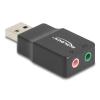 Delock - Adapter USB-A auf Kopfhöreranschluss - USB männlich zu mini-phone stereo 3.5 mm, Mono Mini-Stecker weiblich - Schwarz