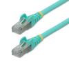 StarTech.com 2m CAT6a Ethernet Cable - Aqua - Low Smoke Zero Halogen (LSZH) - 10GbE 500MHz 100W PoE++ Snagless RJ-45 w / Strain Reliefs S / FTP Network Patch Cord - Patch-Kabel - RJ-45 (M) zu RJ-45 (M) - 2 m - S / FTP - CAT 6a - IEEE 802.3bt - ohne Haken,