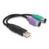 Delock - USB-Adapter - USB (M) zu PS / 2 (W) - 17 cm - Schwarz