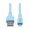 Eaton Tripp Lite Series Safe-IT USB-A to Lightning Sync / Charge Antibacterial Cable (M / M), Ultra Flexible, MFi Certified, Light Blue, 3 ft. (0.91 m) - Lightning-Kabel - USB männlich zu Lightning männlich - 91 cm - Hellblau - passiv - für P / N: U280-C0