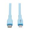 Eaton Tripp Lite Series Safe-IT USB-C to Lightning Sync / Charge Antibacterial Cable, Ultra Flexible, MFi Certified - USB 2.0 (M / M), Light Blue, 3 ft. (0.91 m) - Lightning-Kabel - 24 pin USB-C männlich zu Lightning männlich - 91 cm - Hellblau - passiv,