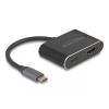 Delock - Videoadapter - 24 pin USB-C männlich zu HDMI, 24 pin USB-C weiblich - 15 cm - Schwarz - USB-Stromversorgung (100 W), 8K50 / 60Hz (7680 x 4320) Support
