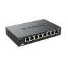 Switch / D-Link DGS-108 / E / unmanaged / 8x 10 / 100 / 1000TX / IEEE 802.3x Flow-Control / IEEE 802.3az EEE kompatibel / ohne Lüfter / schwarzes Metallgehäuse / Kensington Sicherheits-Slot / ext. Netzteil