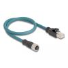 Delock - Netzwerkkabel - 8-polig M12 (W) zu RJ-45 (M) - 50 cm - 6.2 mm - S / FTP - CAT 6a - IP67 - Schwarz