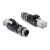 Delock M12 Adapter D-kodiert 4 Pin Stecker zu RJ45 Stecker schwarz