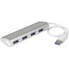 StarTech.com 4 Port kompakter USB 3.0 Hub mit eingebautem Kabel - Aluminium USB Hub - Silber - Hub - 4 x SuperSpeed USB 3.0