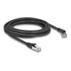Delock - Patch-Kabel - RJ-45 (M) nach rechts abgewinkelt zu RJ-45 (M) gerade - 3 m - 6 mm - S / FTP - CAT 8.1 - halogenfrei, ohne Haken - Schwarz