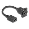 Delock - HDMI-Verlängerungskabel - HDMI weiblich zu HDMI weiblich schraubbar - 20 cm - Schwarz - Unterstützung für 4K60Hz (3840 x 2160)