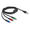 Delock - Stromkabel - USB (nur Strom) (M) zu USB-C (nur Spannung), Apple Lightning (nur Strom), 4-poliger Micro-USB Typ B (nur Strom) (M) - 5 V - 3 A - 2 m - Schwarz, Blau, Rot, grün