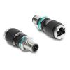 Delock M12 Adapter D-kodiert 4 Pin Stecker zu RJ45 Buchse zum Einbau rund gerade