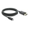 Delock - Adapterkabel - USB-C (M) zu DisplayPort (M) - DisplayPort 1.2 - 2 m - Unterstützung für 4K60Hz (3840 x 2160), DP Alt-Modus Unterstützung, geflochtene Beschichtung - Schwarz