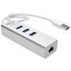 Tripp Lite USB 3.0 SuperSpeed to Gigabit Ethernet NIC Network Adapter w / 3 Port USB Hub - Netzwerkadapter - USB 3.0 - Gigabit Ethernet x 1 + USB 3.0 x 3 - Silber