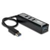 Tripp Lite Portable 4-Port USB 3.0 SuperSpeed Mini Hub with Built In Cable - Hub - 4 x SuperSpeed USB 3.0 - Desktop