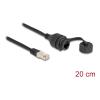 Delock - Netzwerkverlängerungskabel - RJ-50 (M) zu RJ-50 (W) Schutzkappe - 20 cm - 6 mm - FTP - IP67 - Schwarz