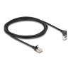 Delock - Netzwerkkabel - RJ-45 (M) nach oben angewinkelt zu RJ-45 (M) gerade - 2 m - 4.5 mm - S / FTP - CAT 6a - geschirmt, halogenfrei - Schwarz