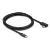 Delock - USB-Kabel - USB-C (M) zu USB-C (M) gewinkelt - USB 3.2 / Thunderbolt 3 - 48 V - 5 A - 2 m - USB Power Delivery (240W), bis zu 40 Gbps Datenübertragungsrate - Schwarz