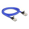 Delock RJ45 Flachband Netzwerkkabel mit Geflechtmantel Cat.6A U / FTP 1 m blau