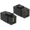 Delock Keystone module - USB-Adapter - USB (W) zu USB (W) - USB 2.0 - umkehrbarer A-Stecker - Schwarz