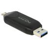 Delock Micro USB OTG Card Reader + USB 3.0 A male - Kartenleser (MS, MMC, SD, microSD, SDHC, SDXC) - USB 2.0 / USB 3.0
