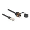 Delock - Netzwerkverlängerungskabel - RJ-45 (M) zu RJ-45 (W) Schutzkappe - 25 cm - 6 mm - STP - CAT 6a - M20 Gewinde, staub- und wasserdicht (IP68) - Schwarz