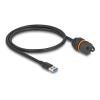 Delock - USB-Verlängerungskabel - USB Typ A (M) zu USB Typ A (W) Schutzkappe - 60 cm - integrierte Dichtkappe, M20-Gewinde, staub- und wasserdicht (IP68) - Schwarz