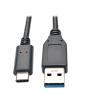 Eaton Tripp Lite Series USB-C to USB-A Cable (M / M), USB 3.2 Gen 1 (5 Gbps), Thunderbolt 3 Compatible, 3 ft. (0.91 m) - USB-Kabel - USB Typ A (M) zu 24 pin USB-C (M) - USB 3.1 - 91 cm - geformt - Schwarz
