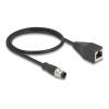 Delock - Netzwerkkabel - 4-polig M12-D (M) zu RJ-45 (W) - 50 cm - 5 mm - S / FTP - CAT 5e - Schwarz