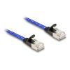 Delock RJ45 Flachband Netzwerkkabel mit Geflechtmantel Cat.6A U / FTP 0,5 m blau