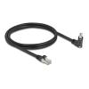 Delock - Netzwerkkabel - RJ-45 (M) zu RJ-45 (M) gewinkelt, drehbar, schraubbar - 1 m - 7 mm - S / FTP - CAT 6 - Gigabit Ethernet Support, 20 mm Schraubabstand - Schwarz