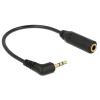 Delock - Audio-Adapter - mini-phone stereo 3.5 mm weiblich zu Stereo Mikro-Stecker männlich - 17.5 cm - Schwarz - links-gewinkelter Stecker