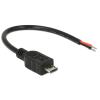 Delock - Stromkabel - ohne Stecker zu Mikro-USB Typ B (nur Strom) (M) - 10 cm - Schwarz