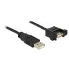Delock - USB-Verlängerungskabel - USB (W) zu USB (M) - USB 2.0 - 1 m - Daumenschrauben - Schwarz