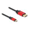Delock - Adapterkabel - USB-C (M) zu DisplayPort (M) - 2 m - 8K Unterstützung, DP Alt-Modus Unterstützung, HDR10-Unterstützung - Schwarz, Rot