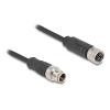 Delock - Netzwerkkabel - 8 pin M12-X (M) zu 8 pin M12-X (W) - 2 m - 6 mm - S / FTP - CAT 5e - Schwarz