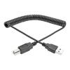 Eaton Tripp Lite Series USB 2.0 A to B Coiled Cable (M / M), 10 ft. (3.05 m) - USB-Kabel - USB (M) zu USB Typ B (M) - USB 2.0 - 3.1 m - gewickelt, geformt - Schwarz