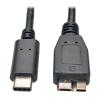 Eaton Tripp Lite Series USB-C to USB Micro-B Cable (M / M) - USB 3.2, Gen 2 (10 Gbps), Thunderbolt 3 Compatible, 3 ft. (0.91 m) - USB-Kabel - 24 pin USB-C (M) zu Micro-USB Typ B (M) - USB 3.1 Gen 2 - 3 A - 91 cm - geformt - Schwarz