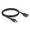 Delock - USB-Verlängerungskabel - USB Typ A (M) zu USB Typ A (W) Paneel montierbar - 1 m - up to 5 Gbps data transfer rate - Schwarz