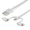 StarTech.com USB Lightning Kabel - USB-C Micro-B Laddekabel - 1m - geflochten - Silber - USB auf Lightning Kabel - USB zu USB C - USB-Kabel - USB (M) zu Micro-USB Typ B, Lightning, 24 pin USB-C (M) - 1 m - Silber