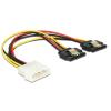 Kabel Power Molex Stecker > 2 x SATA 15 Pin Buchse Metall 20 cm Delock