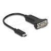 Delock - Kabel USB / seriell - USB-C (M) zu DB-9 (M) mit Schrauben - 25 cm - unterstützt RS-232 serielle Schnittstelle - Schwarz
