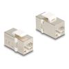 Delock - Netzwerkkoppler - RJ-45 (W) zu RJ-45 (W) - FTP - CAT 6 - Silber, weiß