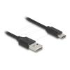 Delock - USB-Kabel - USB (M) umkehrbar zu USB-C (M) - USB 2.0 - 2 A - 80 cm - gewickelt, easy USB - Schwarz