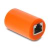 Delock - Netzwerkkoppler - RJ-45 (W) zu RJ-45 (W) - abgeschirmt - CAT 6a - Überspannungsschutz, rund - orange